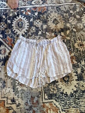 La Hearts Beige and White Striped High-Waist Women’s Shorts